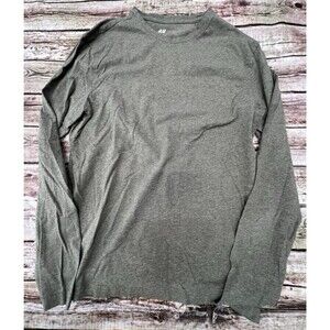 H&M Mens Dark Gray Solid Long-Sleeved Shirt Slim Fit Size Medium in EUC